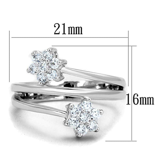 3W810 - Rhodium Brass Ring with AAA Grade CZ in Clear - Alamode - Flyclothing LLC