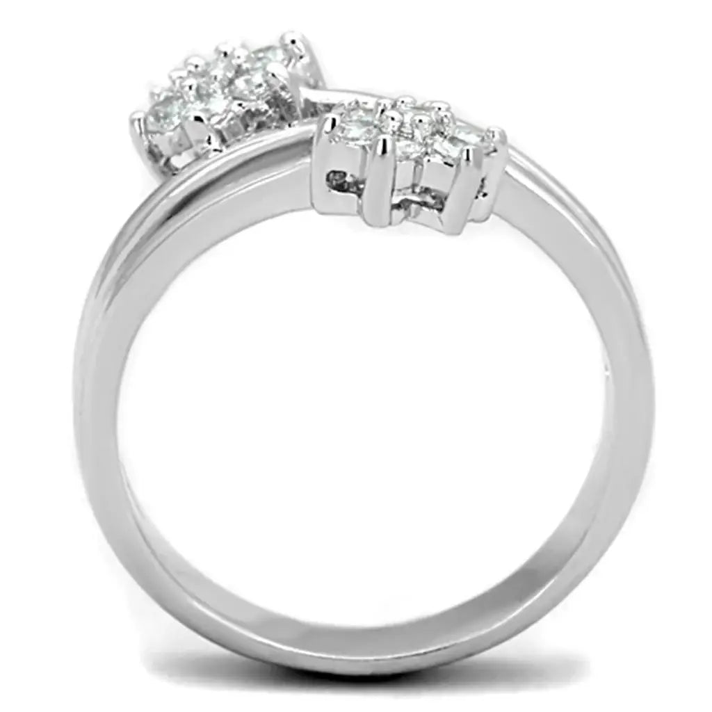 3W810 - Rhodium Brass Ring with AAA Grade CZ in Clear - Alamode - Flyclothing LLC