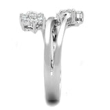3W810 - Rhodium Brass Ring with AAA Grade CZ  in Clear - Alamode