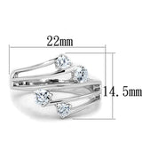 3W813 - Rhodium Brass Ring with AAA Grade CZ  in Clear - Alamode