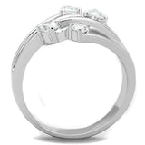 3W813 - Rhodium Brass Ring with AAA Grade CZ  in Clear - Alamode