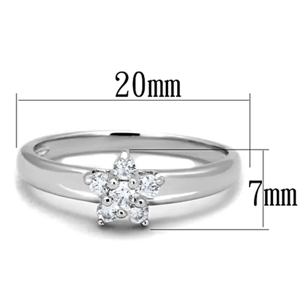 3W814 - Rhodium Brass Ring with AAA Grade CZ in Clear - Alamode - Flyclothing LLC