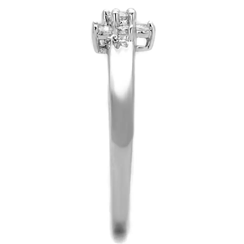 3W814 - Rhodium Brass Ring with AAA Grade CZ in Clear - Alamode - Flyclothing LLC