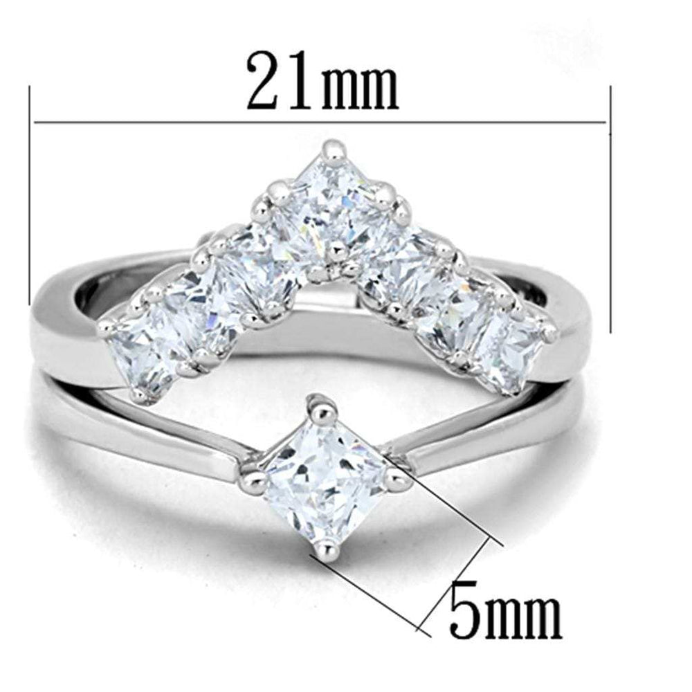 3W815 - Rhodium Brass Ring with AAA Grade CZ in Clear - Alamode - Flyclothing LLC