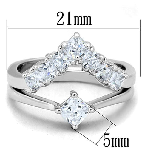 3W815 - Rhodium Brass Ring with AAA Grade CZ in Clear - Alamode - Flyclothing LLC