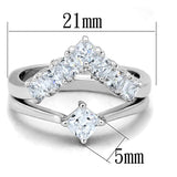 3W815 - Rhodium Brass Ring with AAA Grade CZ  in Clear - Alamode