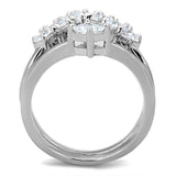 3W815 - Rhodium Brass Ring with AAA Grade CZ  in Clear - Alamode