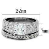3W817 - Rhodium Brass Ring with AAA Grade CZ  in Clear - Alamode