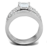 3W817 - Rhodium Brass Ring with AAA Grade CZ in Clear - Alamode - Flyclothing LLC
