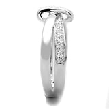3W819 - Rhodium Brass Ring with AAA Grade CZ  in Clear - Alamode