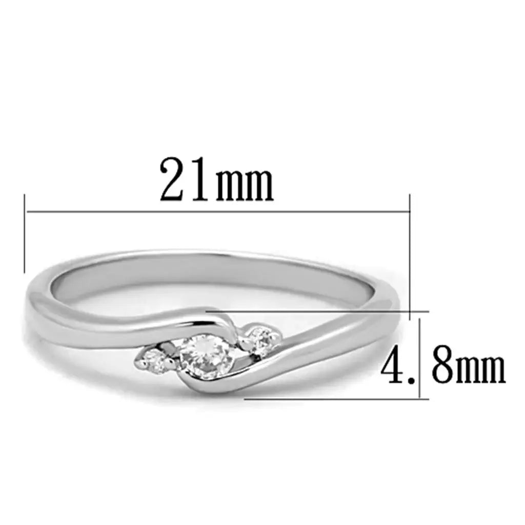 3W822 - Rhodium Brass Ring with AAA Grade CZ in Clear - Alamode - Flyclothing LLC