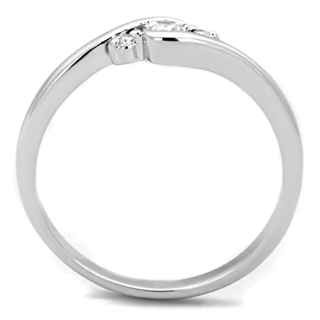 3W822 - Rhodium Brass Ring with AAA Grade CZ in Clear - Alamode - Flyclothing LLC