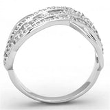 3W823 - Rhodium Brass Ring with AAA Grade CZ  in Clear - Alamode