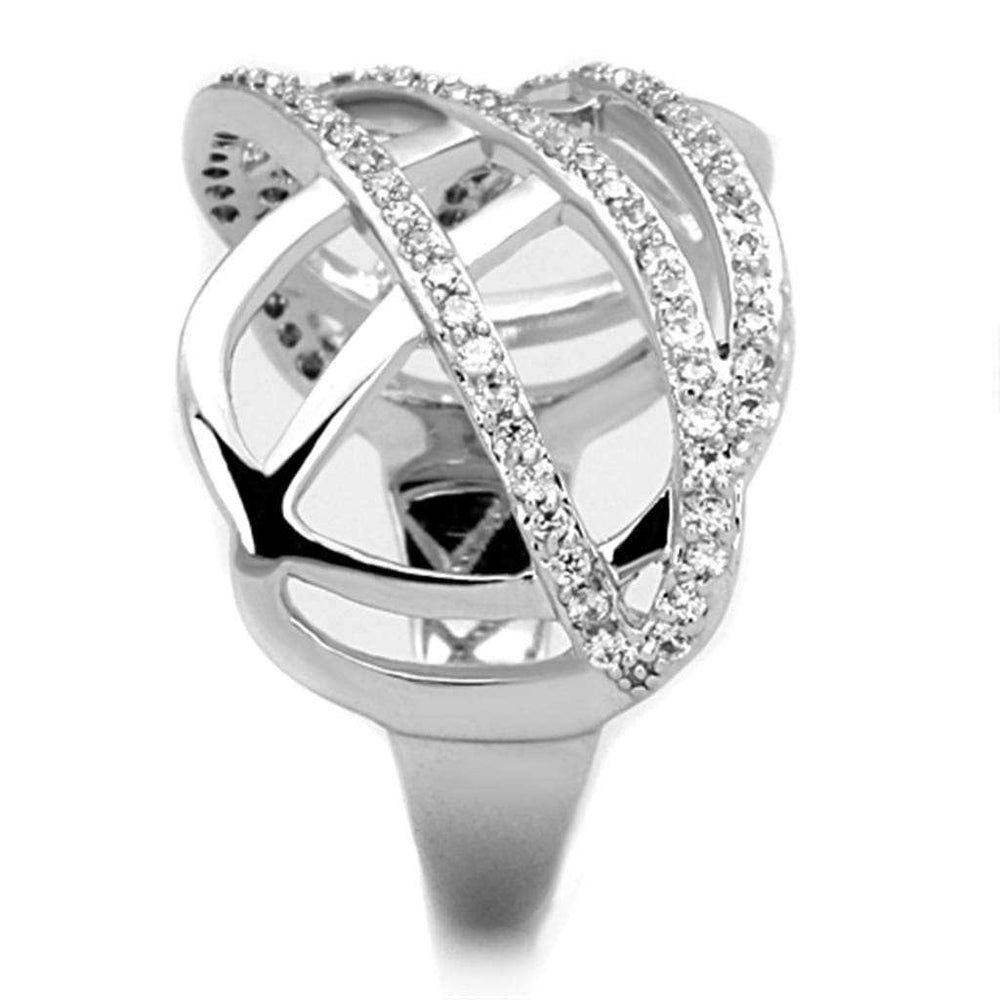 3W823 - Rhodium Brass Ring with AAA Grade CZ in Clear - Alamode - Flyclothing LLC