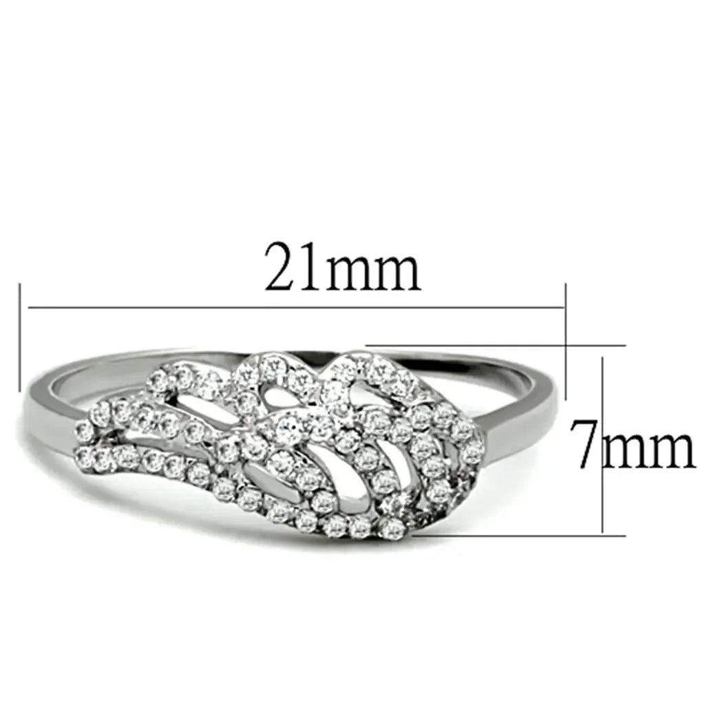 3W824 - Rhodium Brass Ring with AAA Grade CZ in Clear - Alamode - Flyclothing LLC
