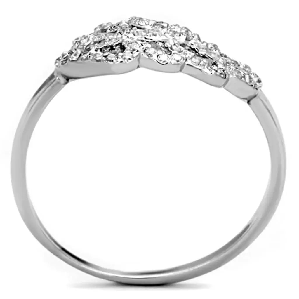 3W824 - Rhodium Brass Ring with AAA Grade CZ in Clear - Alamode - Flyclothing LLC