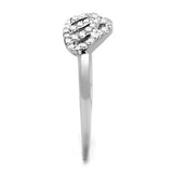 3W824 - Rhodium Brass Ring with AAA Grade CZ  in Clear - Alamode