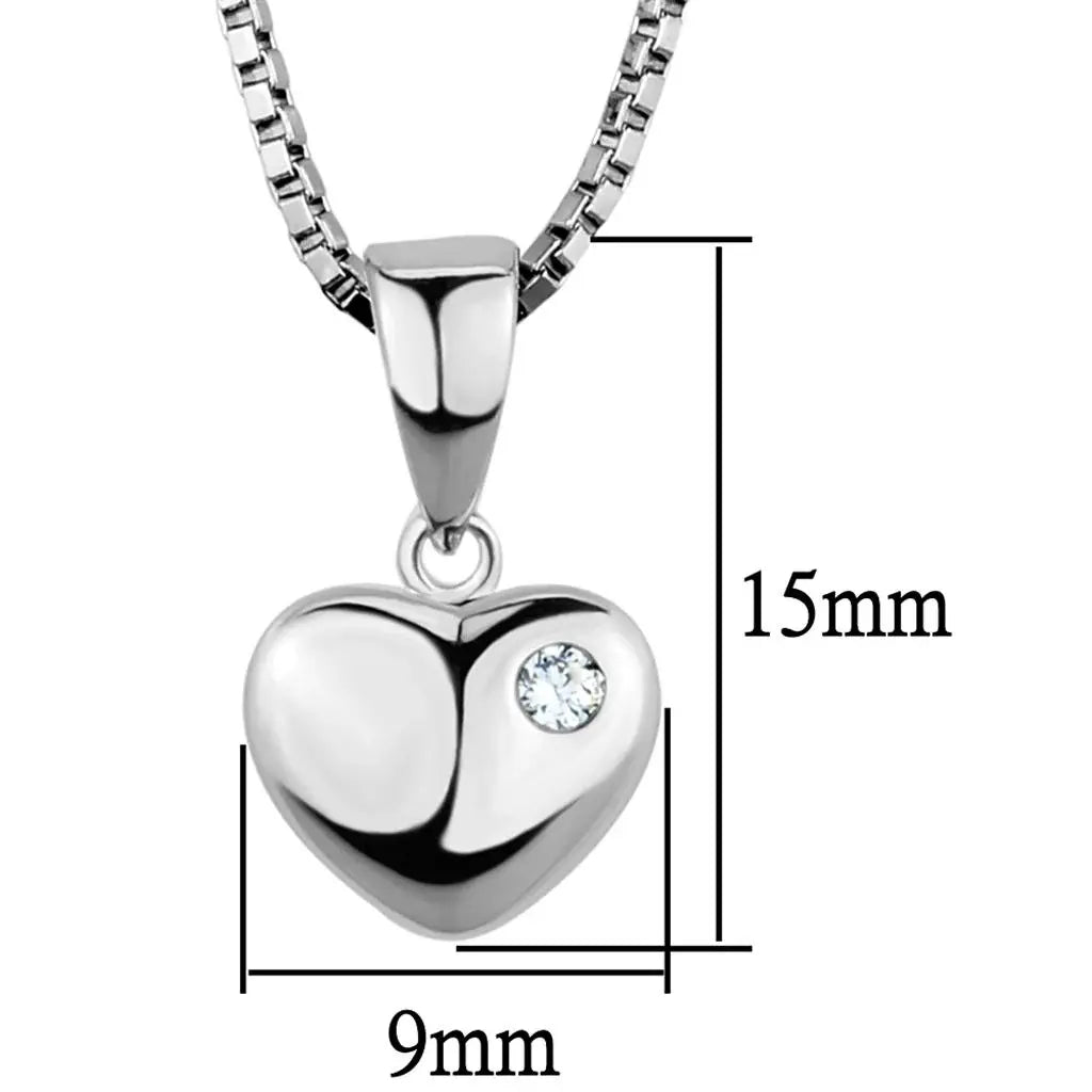 3W825 - Rhodium Brass Chain Pendant with AAA Grade CZ in Clear - Alamode - Flyclothing LLC