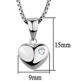 3W825 - Rhodium Brass Chain Pendant with AAA Grade CZ in Clear - Alamode - Flyclothing LLC