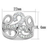 3W827 - Rhodium Brass Ring with AAA Grade CZ  in Clear - Alamode