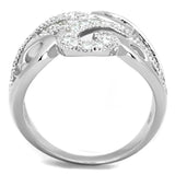 3W827 - Rhodium Brass Ring with AAA Grade CZ  in Clear - Alamode