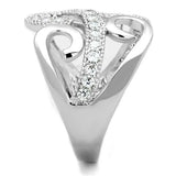 3W827 - Rhodium Brass Ring with AAA Grade CZ in Clear - Alamode - Flyclothing LLC