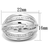 3W828 - Rhodium Brass Ring with AAA Grade CZ in Clear - Alamode - Flyclothing LLC