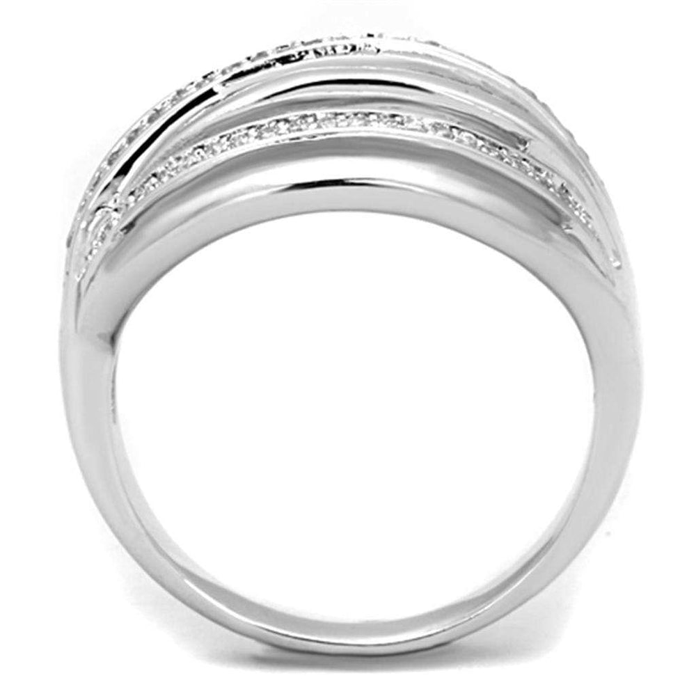 3W828 - Rhodium Brass Ring with AAA Grade CZ in Clear - Alamode - Flyclothing LLC