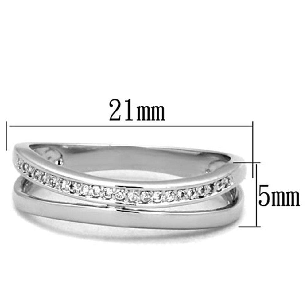 3W829 - Rhodium Brass Ring with AAA Grade CZ in Clear - Alamode - Flyclothing LLC