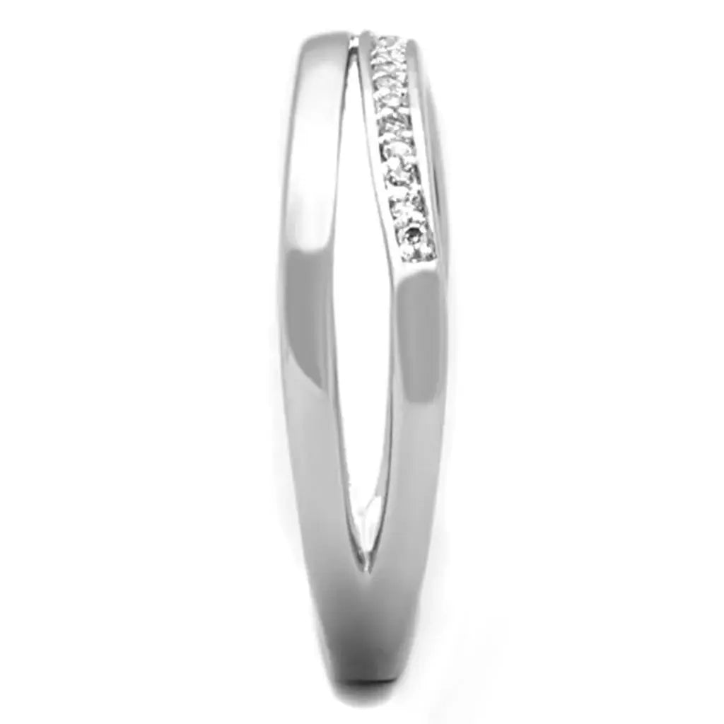 3W829 - Rhodium Brass Ring with AAA Grade CZ in Clear - Alamode - Flyclothing LLC