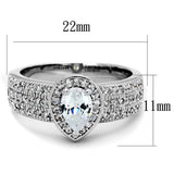 3W831 - Rhodium Brass Ring with AAA Grade CZ  in Clear - Alamode