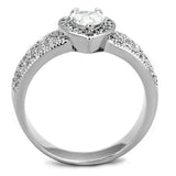 3W831 - Rhodium Brass Ring with AAA Grade CZ  in Clear - Alamode