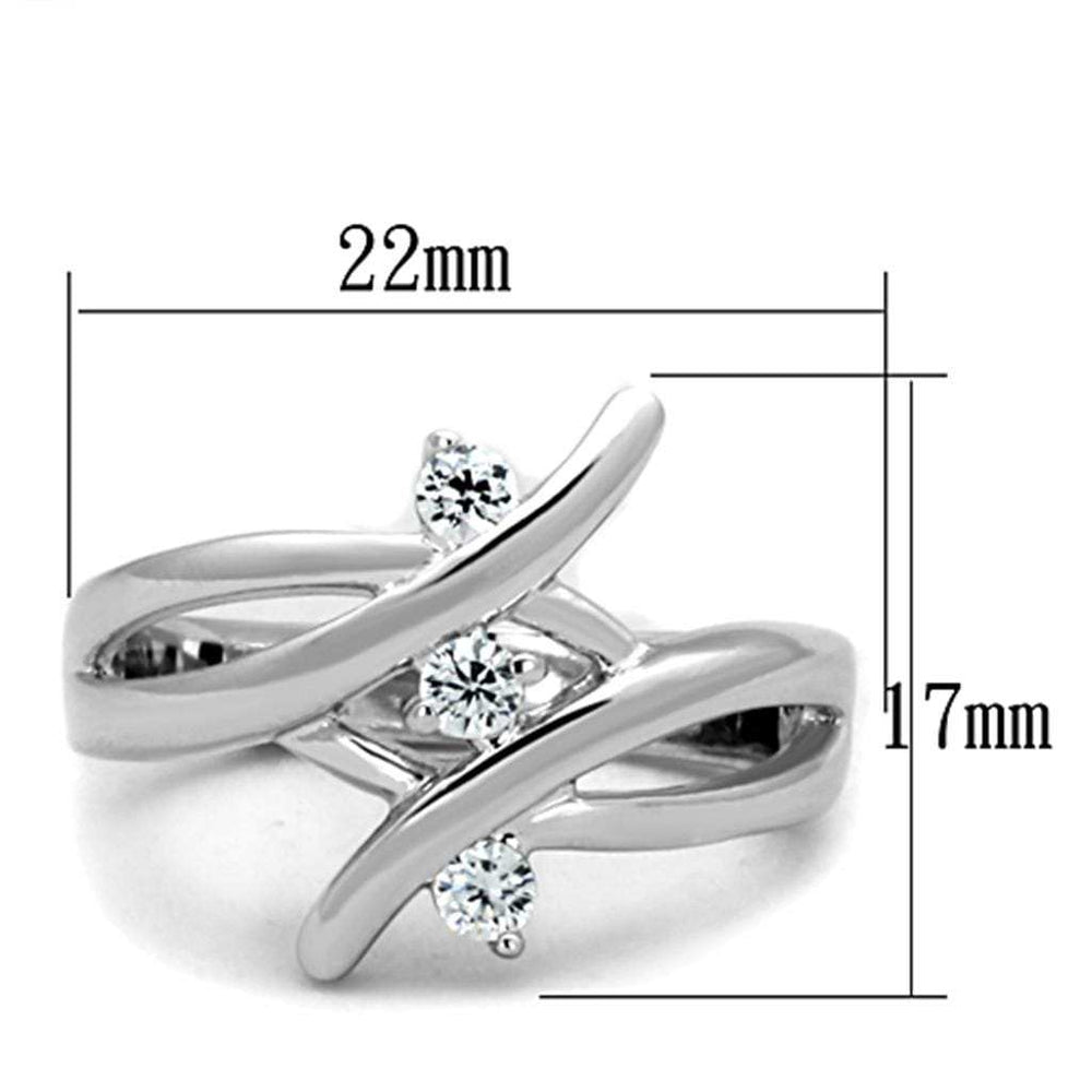 3W833 - Rhodium Brass Ring with AAA Grade CZ in Clear - Alamode - Flyclothing LLC