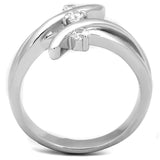 3W833 - Rhodium Brass Ring with AAA Grade CZ  in Clear - Alamode