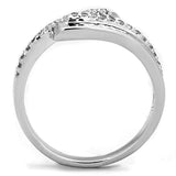 3W835 - Rhodium Brass Ring with AAA Grade CZ  in Clear