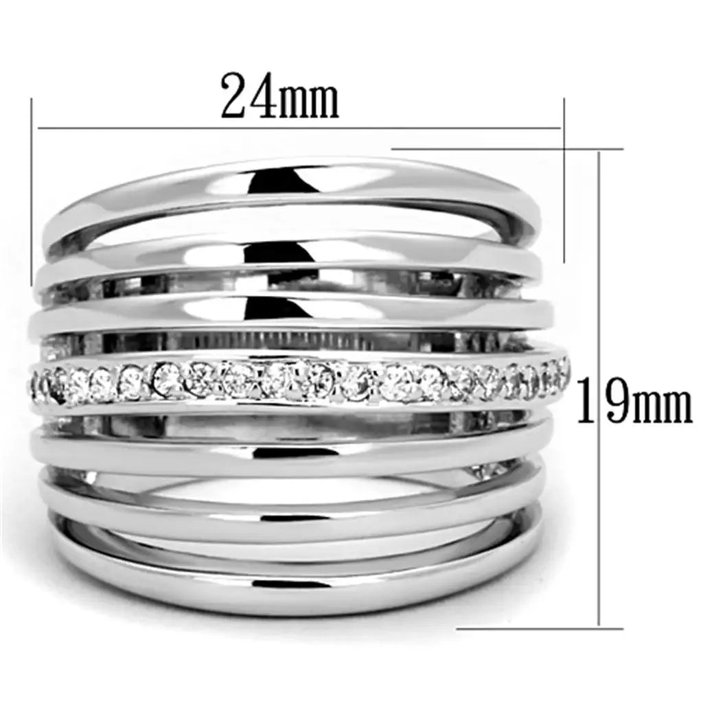 3W837 - Rhodium Brass Ring with AAA Grade CZ in Clear - Alamode - Flyclothing LLC