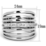 3W837 - Rhodium Brass Ring with AAA Grade CZ in Clear - Alamode - Flyclothing LLC