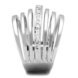 3W837 - Rhodium Brass Ring with AAA Grade CZ in Clear - Alamode - Flyclothing LLC