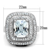 3W839 - Rhodium Brass Ring with AAA Grade CZ in Clear - Alamode - Flyclothing LLC