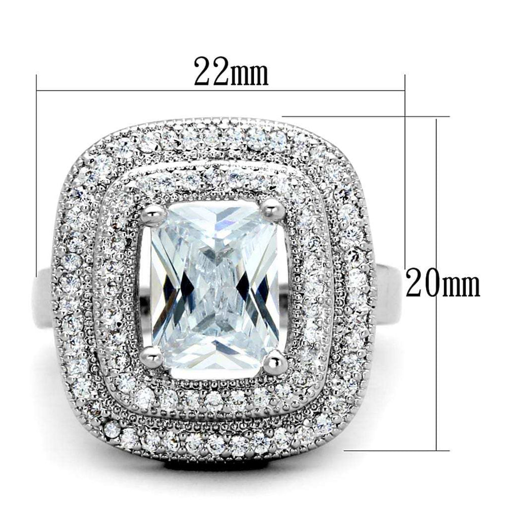 3W839 - Rhodium Brass Ring with AAA Grade CZ in Clear - Alamode - Flyclothing LLC
