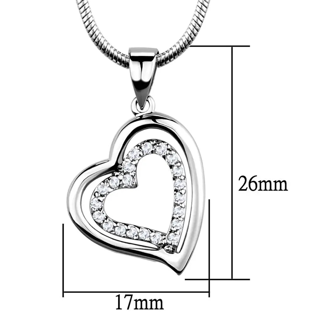 3W841 - Rhodium Brass Chain Pendant with AAA Grade CZ in Clear - Alamode - Flyclothing LLC