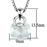3W844 - Rhodium Brass Chain Pendant with AAA Grade CZ  in Clear - Alamode