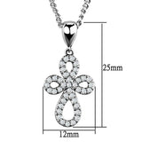 3W845 - Rhodium Brass Chain Pendant with AAA Grade CZ in Clear - Alamode - Flyclothing LLC