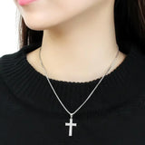 3W846 - Rhodium Brass Chain Pendant with AAA Grade CZ in Clear - Alamode - Flyclothing LLC