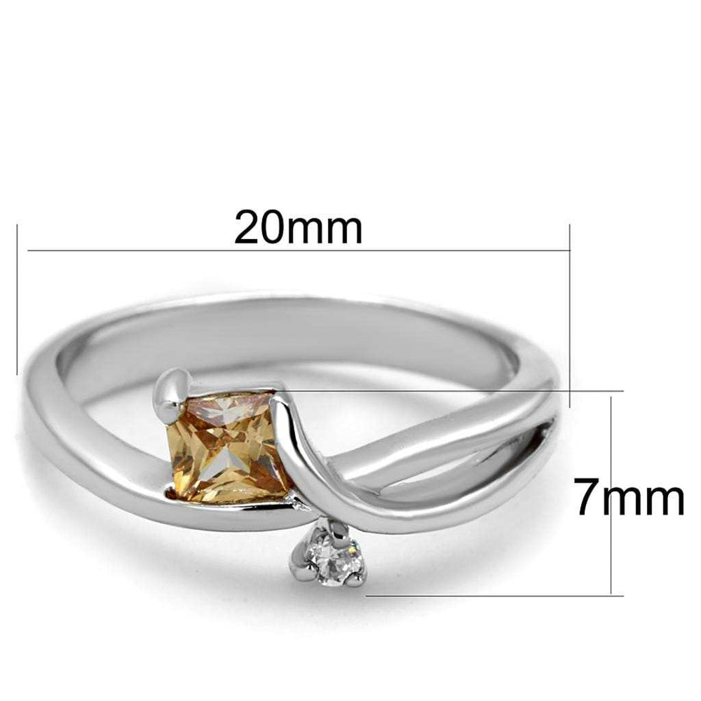 3W852 - Rhodium Brass Ring with AAA Grade CZ in Champagne - Alamode - Flyclothing LLC