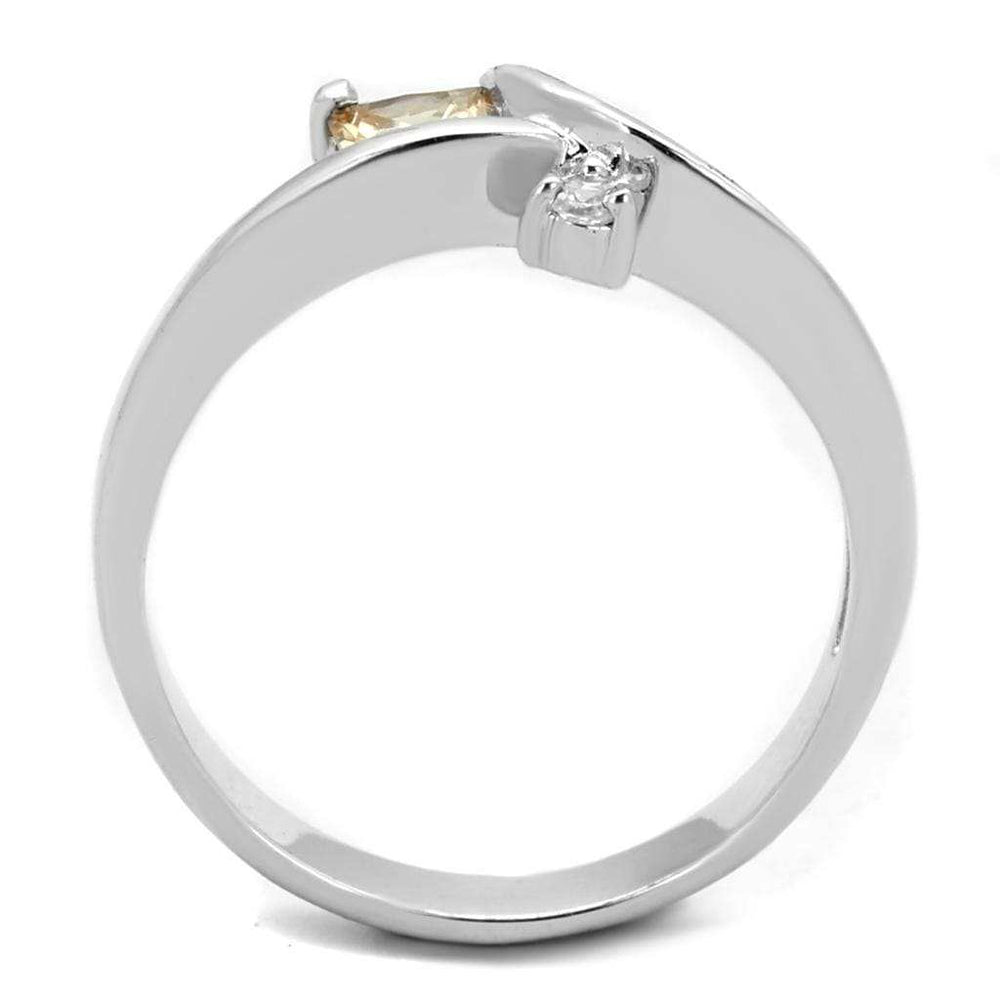 3W852 - Rhodium Brass Ring with AAA Grade CZ in Champagne - Alamode - Flyclothing LLC