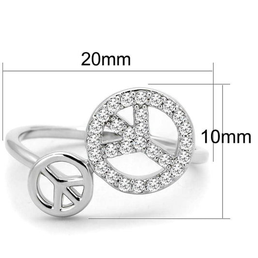3W853 - Rhodium Brass Ring with AAA Grade CZ in Clear - Alamode - Flyclothing LLC