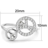 3W853 - Rhodium Brass Ring with AAA Grade CZ  in Clear - Alamode