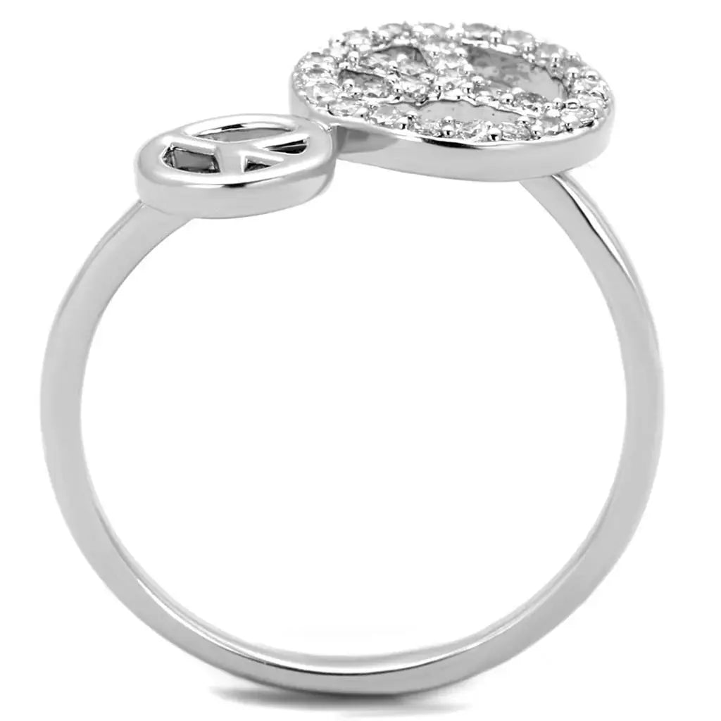 3W853 - Rhodium Brass Ring with AAA Grade CZ in Clear - Alamode - Flyclothing LLC