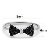3W856 - Rhodium + Ruthenium Brass Ring with AAA Grade CZ  in Black Diamond - Alamode